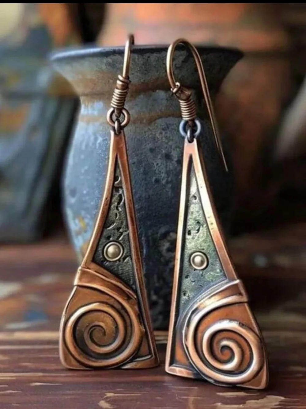 Bronze Boho Abstract Drop Earrings NEW 🏷️